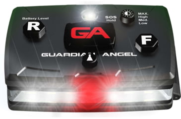Image of Guardian Angel Elite Series Wearable Safety Light, Black Casing, White Front, Green Rear, White Top Light, Red Work Light, ELT-W/G