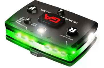 Image of Guardian Angel Elite Series Wearable Safety Light, Black Casing, White Front, Green Rear, White Top Light, Red Work Light, ELT-W/G
