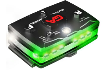 Image of Guardian Angel Elite Series Wearable Safety Light, Black Casing, White Front, Green Rear, White Top Light, Red Work Light, ELT-W/G