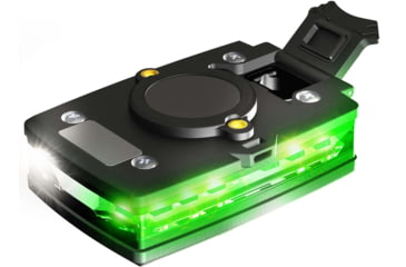 Image of Guardian Angel Elite Series Wearable Safety Light, Black Casing, White Front, Green Rear, White Top Light, Red Work Light, ELT-W/G