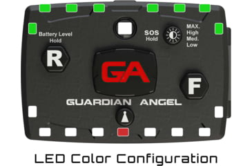 Image of Guardian Angel Elite Series Wearable Safety Light, Black Casing, White Front, Green Rear, White Top Light, Red Work Light, ELT-W/G