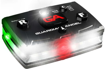 Image of Guardian Angel Elite Series Wearable Safety Light, Black Casing, White Front, Green Rear, White Top Light, Red Work Light, ELT-W/G