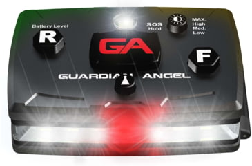 Image of Guardian Angel Elite Series Wearable Safety Light, Black Casing,White Front, Green/Yellow Split Rear, White Top Light, Red Work Light, ELT-W/GY