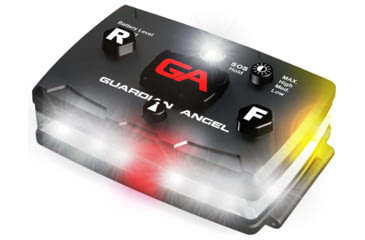 Image of Guardian Angel Elite Series Wearable Safety Light, Black Casing,White Front, Green/Yellow Split Rear, White Top Light, Red Work Light, ELT-W/GY