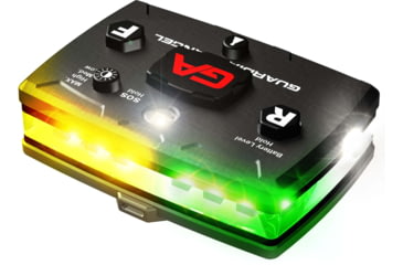 Image of Guardian Angel Elite Series Wearable Safety Light, Black Casing,White Front, Green/Yellow Split Rear, White Top Light, Red Work Light, ELT-W/GY