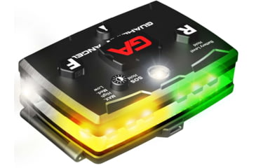 Image of Guardian Angel Elite Series Wearable Safety Light, Black Casing,White Front, Green/Yellow Split Rear, White Top Light, Red Work Light, ELT-W/GY