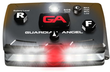 Image of Guardian Angel Elite Series Wearable Safety Light, Black Casing, White Front, Orange Rear, White Top , ELT-W/O