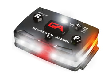 Image of Guardian Angel Elite Series Wearable Safety Light, Black Casing, White Front, Orange Rear, White Top , ELT-W/O