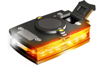 Image of Guardian Angel Elite Series Wearable Safety Light, Black Casing, White Front, Orange Rear, White Top , ELT-W/O