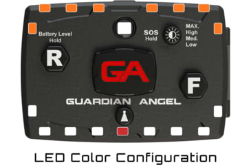Image of Guardian Angel Elite Series Wearable Safety Light, Black Casing, White Front, Orange Rear, White Top , ELT-W/O