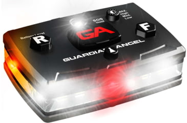 Image of Guardian Angel Elite Series Wearable Safety Light, Black Casing, White Front, Orange Rear, White Top , ELT-W/O