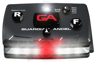 Image of Guardian Angel Elite Series Wearable Safety Light, Black Casing, White Front, Red Rear, White Top Light, Red Work Light, ELT-W/R