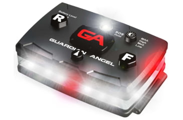 Image of Guardian Angel Elite Series Wearable Safety Light, Black Casing, White Front, Red Rear, White Top Light, Red Work Light, ELT-W/R