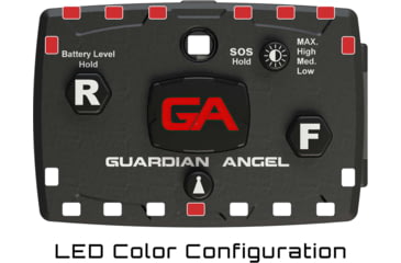 Image of Guardian Angel Elite Series Wearable Safety Light, Black Casing, White Front, Red Rear, White Top Light, Red Work Light, ELT-W/R