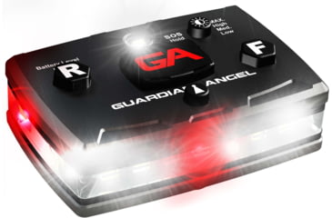 Image of Guardian Angel Elite Series Wearable Safety Light, Black Casing, White Front, Red Rear, White Top Light, Red Work Light, ELT-W/R