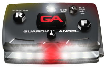 Image of Guardian Angel Elite Series Wearable Safety Light, Black Casing, White Front, Red/Yellow Split Rear, White Top Light, Red Work Light, ELT-W/RY