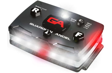 Image of Guardian Angel Elite Series Wearable Safety Light, Black Casing, White Front, Red/Yellow Split Rear, White Top Light, Red Work Light, ELT-W/RY