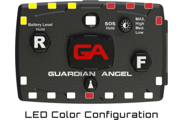 Image of Guardian Angel Elite Series Wearable Safety Light, Black Casing, White Front, Red/Yellow Split Rear, White Top Light, Red Work Light, ELT-W/RY