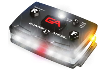 Image of Guardian Angel Elite Series Wearable Safety Light, Black Casing, White Front, White Rear, White Top Light, Red Work Light, ELT-W/W