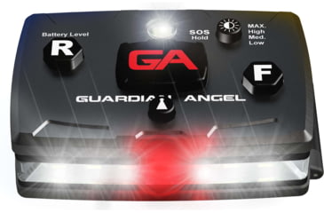 Image of Guardian Angel Elite Series Wearable Safety Light, Black Casing, White Front, White Rear, White Top Light, Red Work Light, ELT-W/W