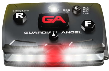 Image of Guardian Angel Elite Series Wearable Safety Light, Black Casing, White Front, Yellow Rear, White Top Light, Red Work Light , ELT-W/Y