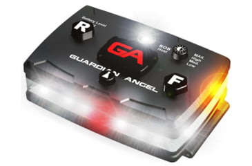 Image of Guardian Angel Elite Series Wearable Safety Light, Black Casing, White Front, Yellow Rear, White Top Light, Red Work Light , ELT-W/Y