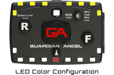 Image of Guardian Angel Elite Series Wearable Safety Light, Black Casing, White Front, Yellow Rear, White Top Light, Red Work Light , ELT-W/Y
