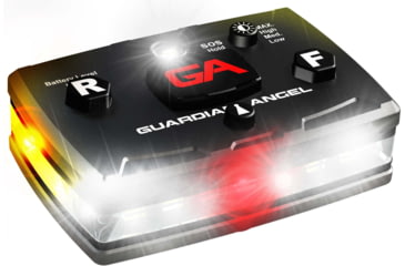 Image of Guardian Angel Elite Series Wearable Safety Light, Black Casing, White Front, Yellow Rear, White Top Light, Red Work Light , ELT-W/Y