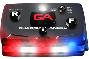 Image of Guardian Angel Elite Series Wearable Safety Light, Black Casing, White/Red/Blue Split Front, Red/Blue Split Rear, White Top Light, Red Work Light, ELT-R/B