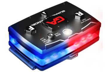 Image of Guardian Angel Elite Series Wearable Safety Light, Black Casing, White/Red/Blue Split Front, Red/Blue Split Rear, White Top Light, Red Work Light, ELT-R/B