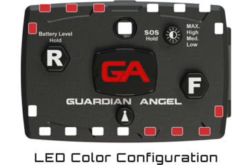 Image of Guardian Angel Elite Series Wearable Safety Light, Black Casing, White/Red Split Front, White/Red Split Rear, White Top Light, White Work Light, ELT-WR/WR