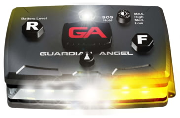 Image of Guardian Angel Elite Series Wearable Safety Light, Black Casing, White/Yellow Split Front, White/Yellow Split Rear, White Top Light, White Work Light, ELT-WY/WY