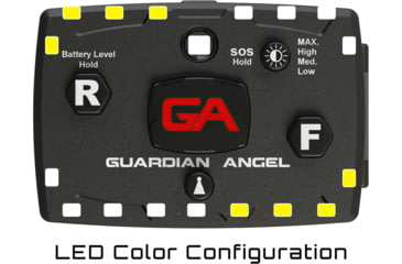 Image of Guardian Angel Elite Series Wearable Safety Light, Black Casing, White/Yellow Split Front, White/Yellow Split Rear, White Top Light, White Work Light, ELT-WY/WY