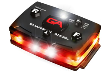 Image of Guardian Angel Elite Series Wearable Safety Light Multi-Functional, Black Casing, Orange Front, Orange Rear, White Top, ELT-O/O-2