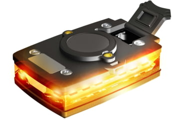 Image of Guardian Angel Elite Series Wearable Safety Light Multi-Functional, Black Casing, Orange Front, Orange Rear, White Top, ELT-O/O-2