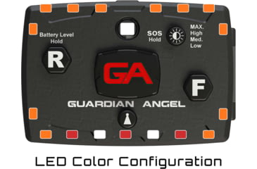 Image of Guardian Angel Elite Series Wearable Safety Light Multi-Functional, Black Casing, Orange Front, Orange Rear, White Top, ELT-O/O-2