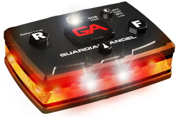 Image of Guardian Angel Elite Series Wearable Safety Light Multi-Functional, Black Casing, Orange Front, Orange Rear, White Top, ELT-O/O-2