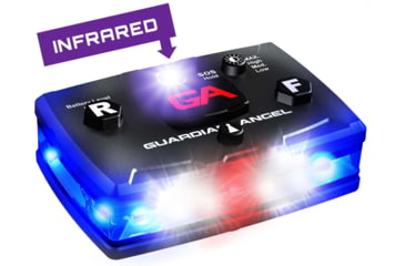 Image of Guardian Angel Infrared Hybrid Wearable Safety Light, Black Casing, White/Blue Split Front, Blue Rear, Infrared Top Light, Red Work Light, ELT-B/B-IR
