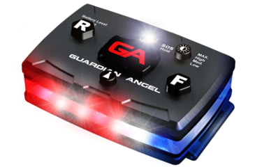 Image of Guardian Angel Infrared Hybrid Wearable Safety Light, Elite Series, Black Casing, White/Red/Blue Split Front, Red/Blue Split Rear, Infrared Top Light, Red Work Light, ELT-R/B-IR