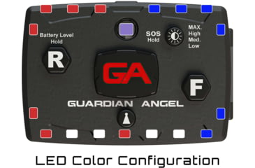 Image of Guardian Angel Infrared Hybrid Wearable Safety Light, Elite Series, Black Casing, White/Red/Blue Split Front, Red/Blue Split Rear, Infrared Top Light, Red Work Light, ELT-R/B-IR
