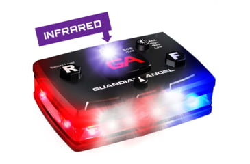 Image of Guardian Angel Infrared Hybrid Wearable Safety Light, Elite Series, Black Casing, White/Red/Blue Split Front, Red/Blue Split Rear, Infrared Top Light, Red Work Light, ELT-R/B-IR