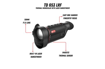 Image of Guide USA TD653 LRF 2.6x50mm 30mm Tube Thermal Imaging Monoculars, 640x512, Black, TD653L