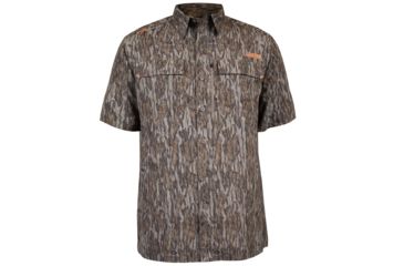 Image of Habit Hatcher Pass Camo Guide Short Sleeve Shirt - Mens, Mossy Oak New Bottomland, 2XL, TS1476-14-2X
