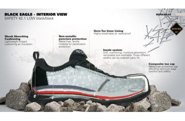 Image of HAIX 42.1 Low Black Eagle Safety Boot, 8.5US, Wide, Black, 8.5, 610013W-8.5