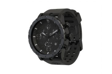 Image of Hazard 4 Heavy Water Diver, 50mm Titanium Chrono tiBracelet Watch with Tritium, Black Dial, Charcoal Texts, Blue/Red Tritium, HWD-TIPV-CH-KC-BBRB