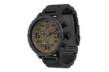 Image of Hazard 4 Heavy Water Diver, 50mm Titanium Chrono tiBracelet Watch with Tritium, Earth Dial, Black Texts, Green/Yellow Tritium, HWD-TIPV-CH-B-EK-GGYG