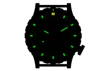 Image of Hazard 4 Heavy Water Diver, 50mm Titanium Watch Bracelet with Tritium, Black Dial, White Texts, Blue/Red Tritium, HWD-TIPV-B-KW-GGYG