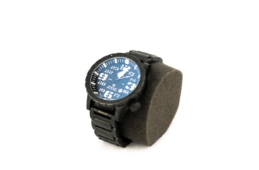 Image of Hazard 4 Heavy Water Diver, 50mm Titanium Watch Bracelet with Tritium, Black Dial, White Texts, Blue/Red Tritium, HWD-TIPV-B-KW-GGYG