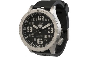 Image of Hazard 4 HeavyWater Diver Titanium Tritium Dive Watch,Black Dial, White Graphics,Green Bezel,Nylon Strap WAT-HWD-TI-KW-GGYG