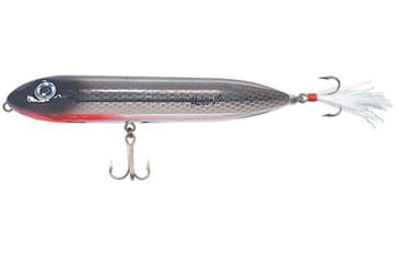 Image of Heddon Feather Super Spook Jr Topwater Walking Bait, 3.5in, 1/2 oz, Black Shiner, X9236F02